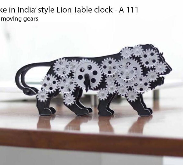 Make in India Lion Table clock with moving gears