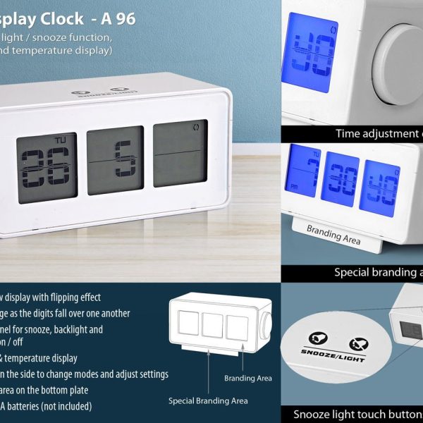 Flip display clock with touch light / snooze function