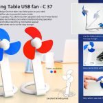 Folding Table USB fan with safety blades and USB cable