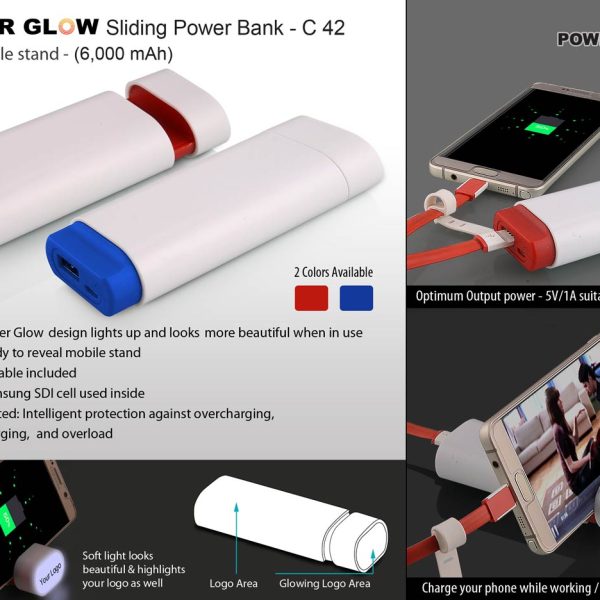 PowerGlow Sliding power bank with mobile stand