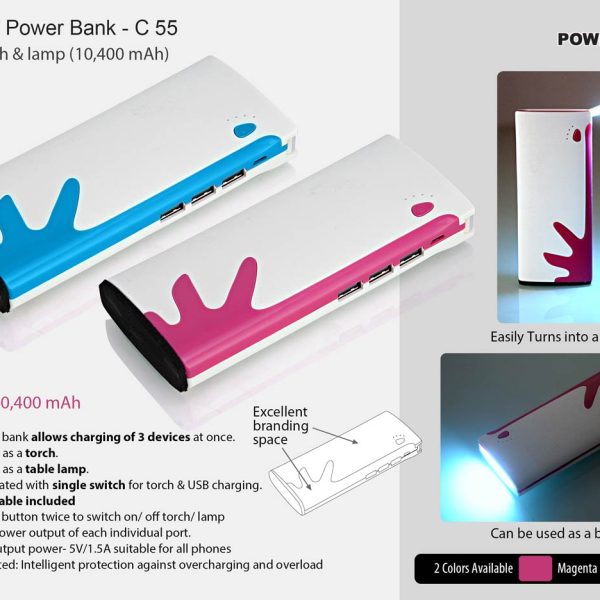 Splash Power bank (with torch and table lamp) (10,400 mAh)