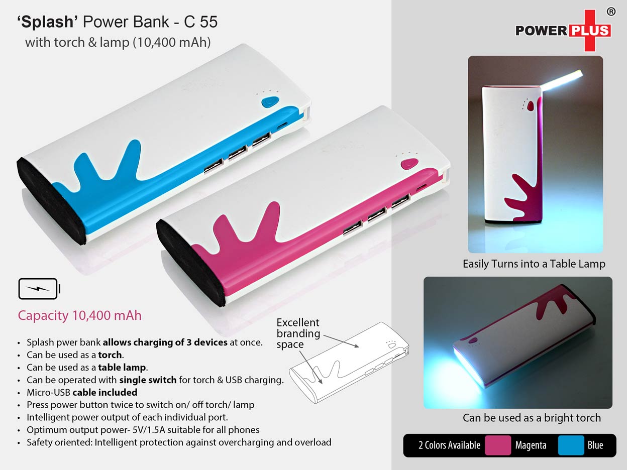 c55.jpg Splash Power bank (with torch and table lamp) (10,400 mAh) - Image 1