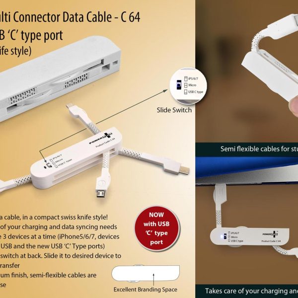 New Multi Connector Data Cable set (Swiss Knife style) (With USB C Type)