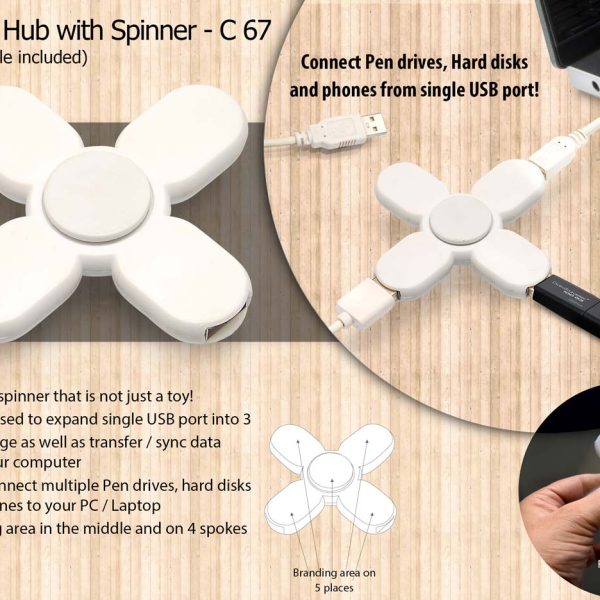 3 USB hub with spinner (cable included)