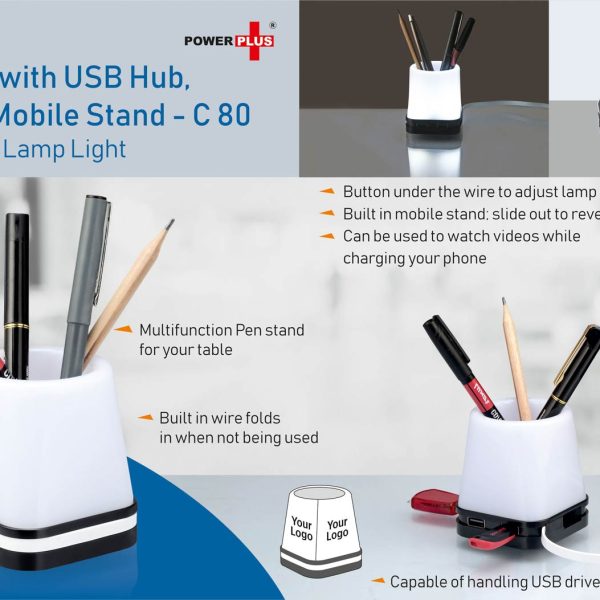 Tumbler With Usb Hub, Lamp and Mobile stand (adjustable lamp light)