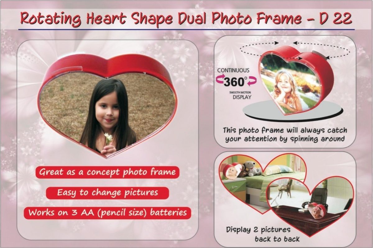 Rotating heart shape dual photo frame - Image 1