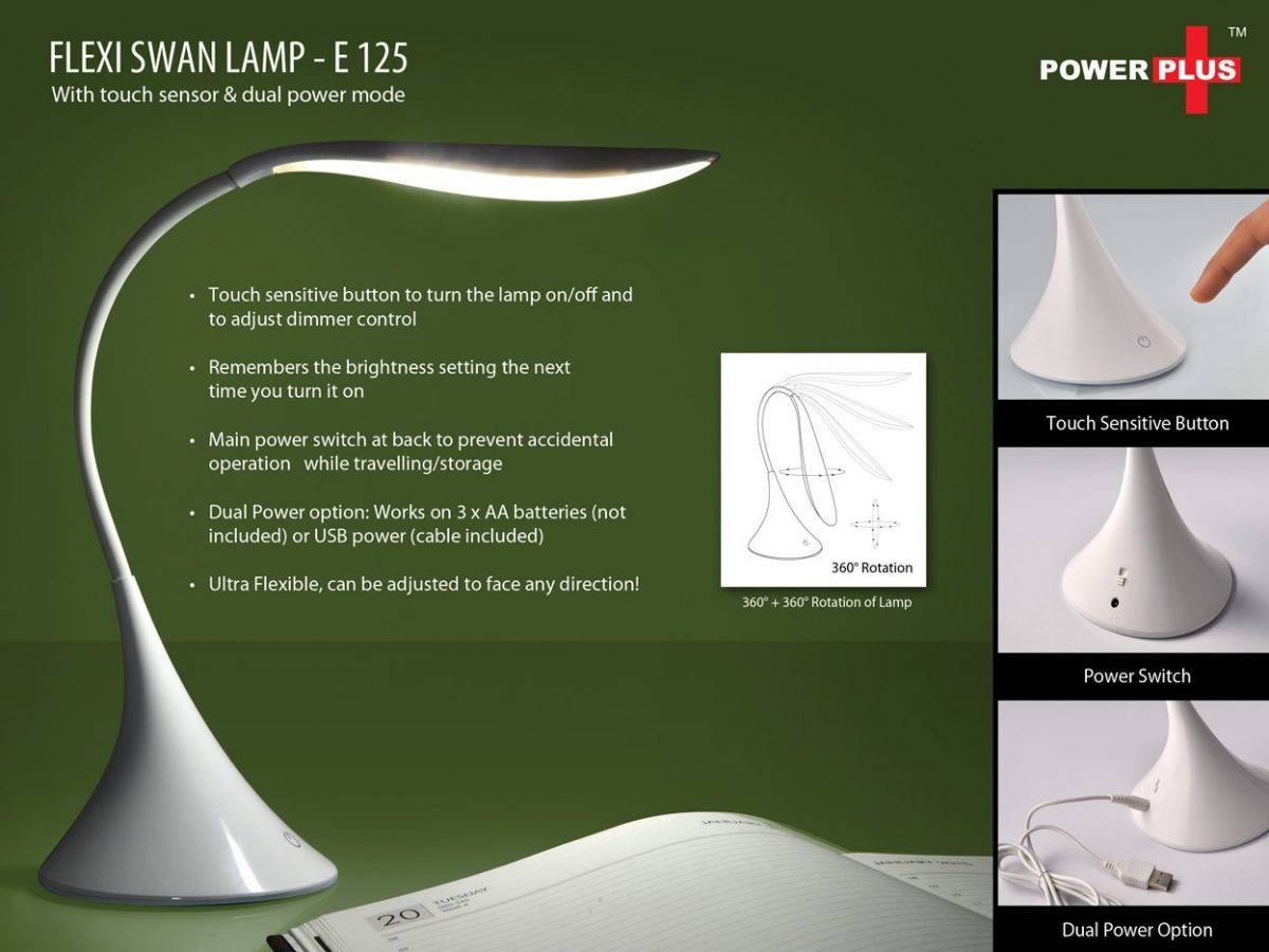 Flexi Swan Lamp (with touch sensor) (battery & USB powered) - Image 1