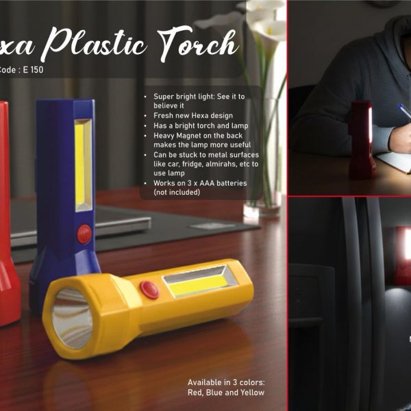 Hexa plastic torch with lamp (magnetic)