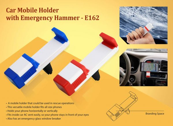 Car Vent mobile holder with emergency hammer