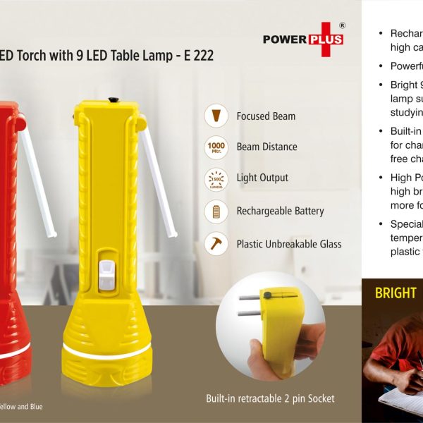 Acme Rechargeable LED torch with 9 LED table lamp