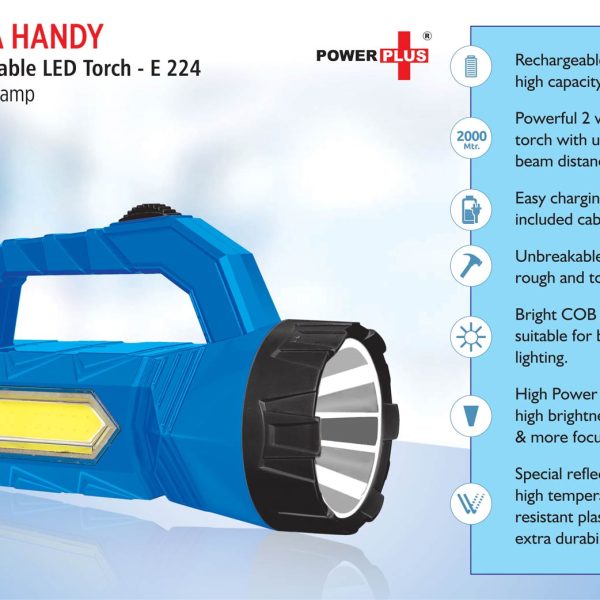 Sierra Handy Rechargable LED Torch with COB lamp