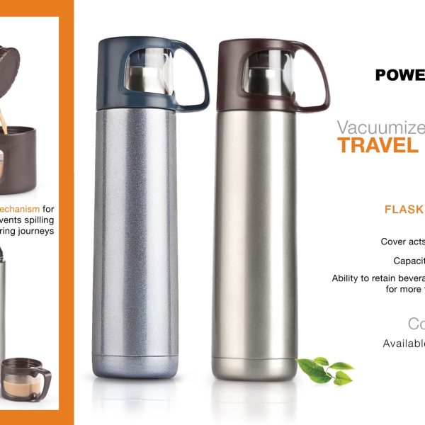 Vacuumized travel flask (500 ml approx)