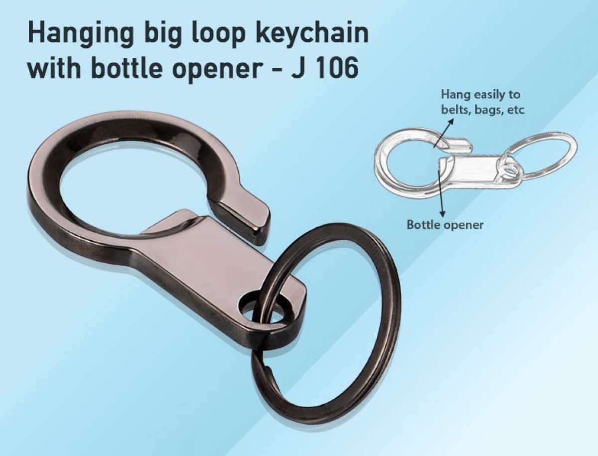 Hanging big loop keychain with bottle opener - Image 1