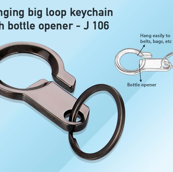Hanging big loop keychain with bottle opener