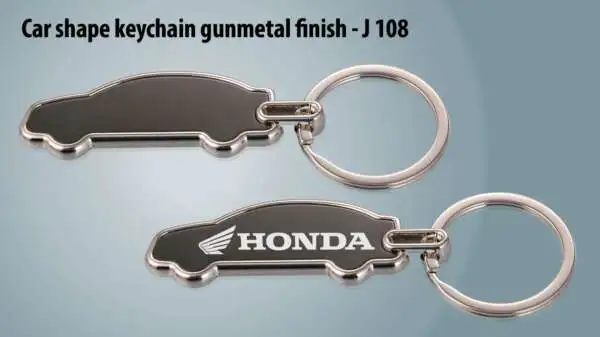 Car shape keychain gunmetal finish