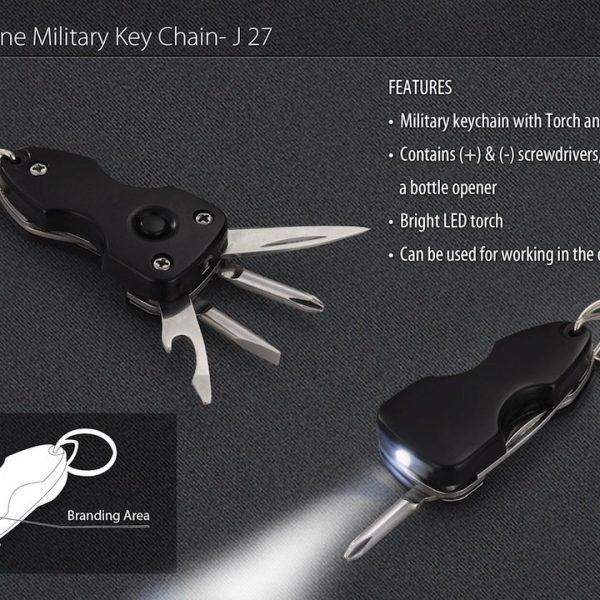 6 in 1 military key chain (with toolkit and torch)