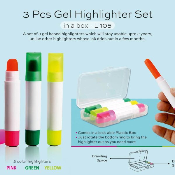 3 pc gel highlighter set in a box