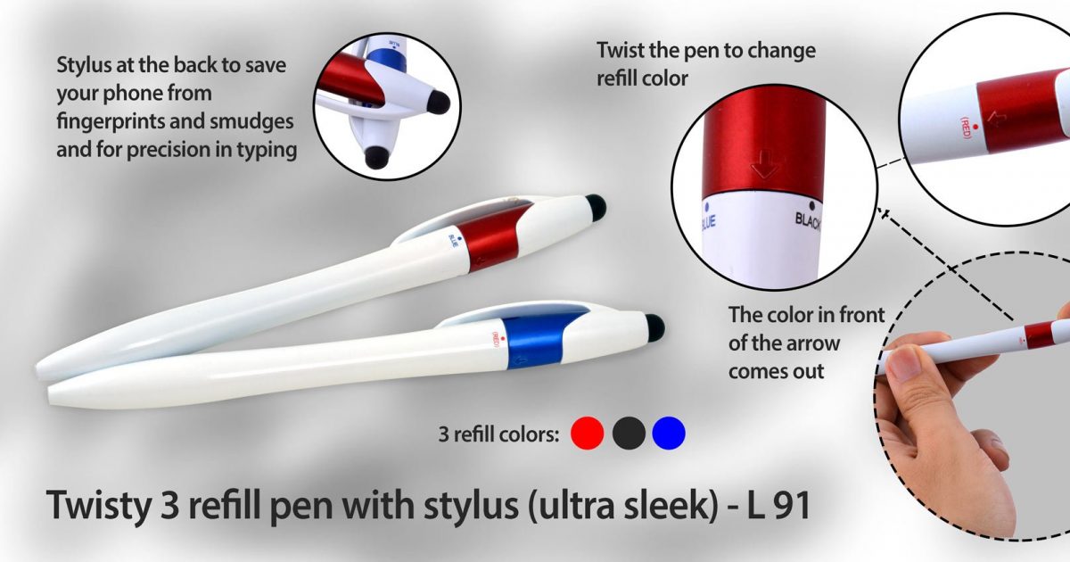 Twisty 3 refill pen with stylus (ultra sleek) - Power Plus store