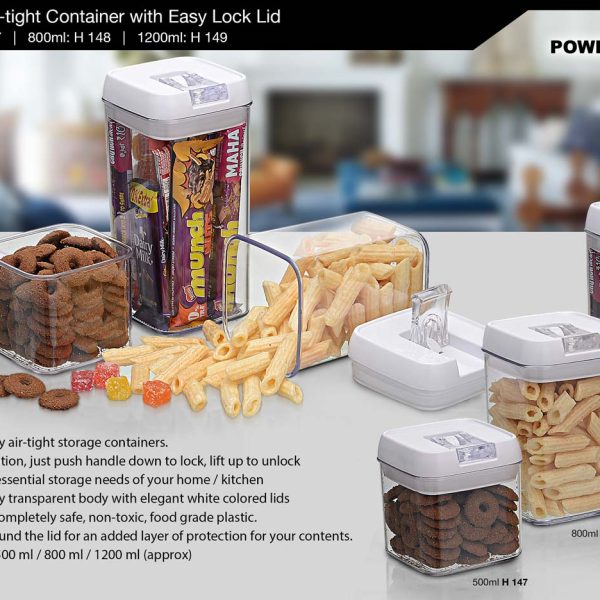 Crystal Air-tight Container with Easy Lock Lid (800 ml) by Power Plus