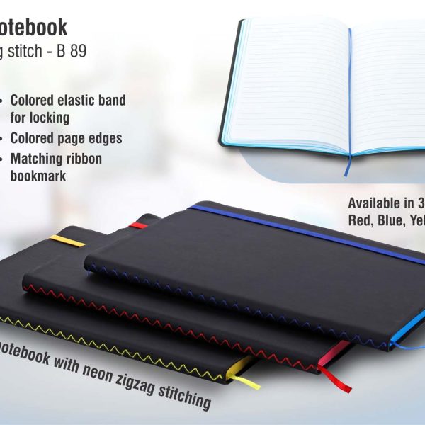 Neon notebook with zigzag stitch