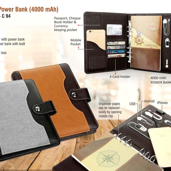 Diary with Power bank (4000 mAh) (with gift box)