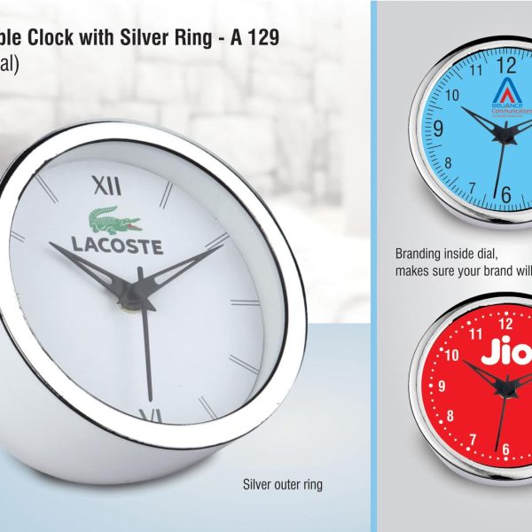 Chip: Table clock with Silver ring | 5 inch dial | Branding included MOQ 200pc