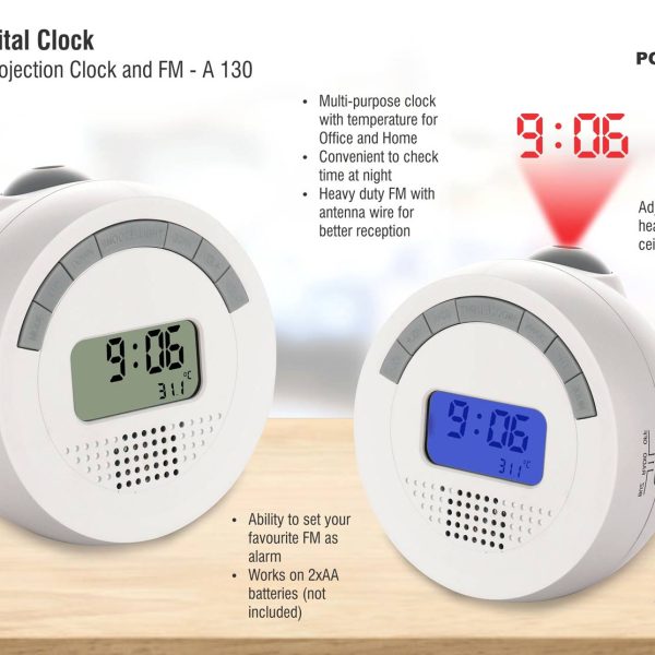 Round Digital clock with backlight, projection clock and FM