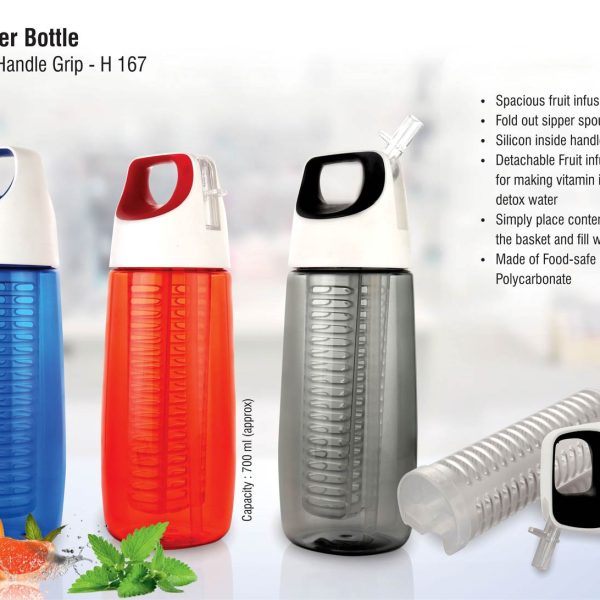 Fruit infuser bottle with silicon handle grip (700ml approx) | BPA free