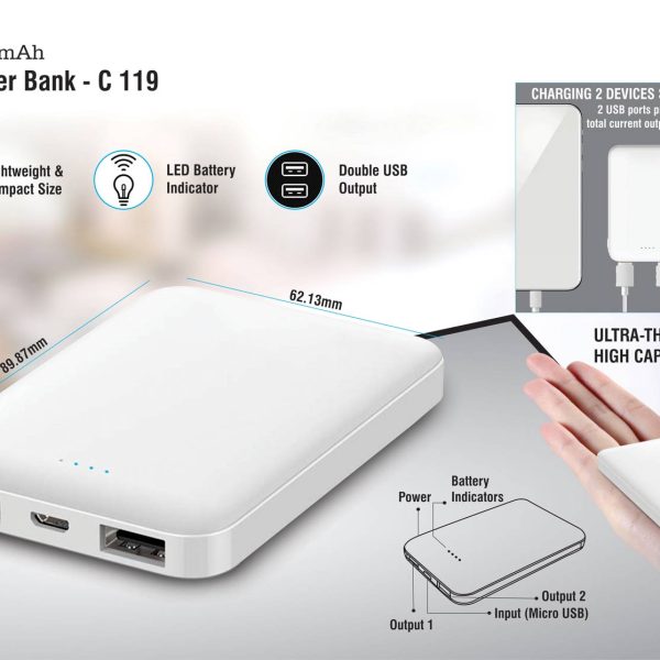 Mini power bank 5,000 mAh