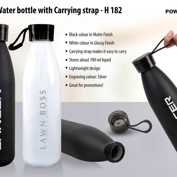 Metal water bottle with carrying strap (700 ml approx)