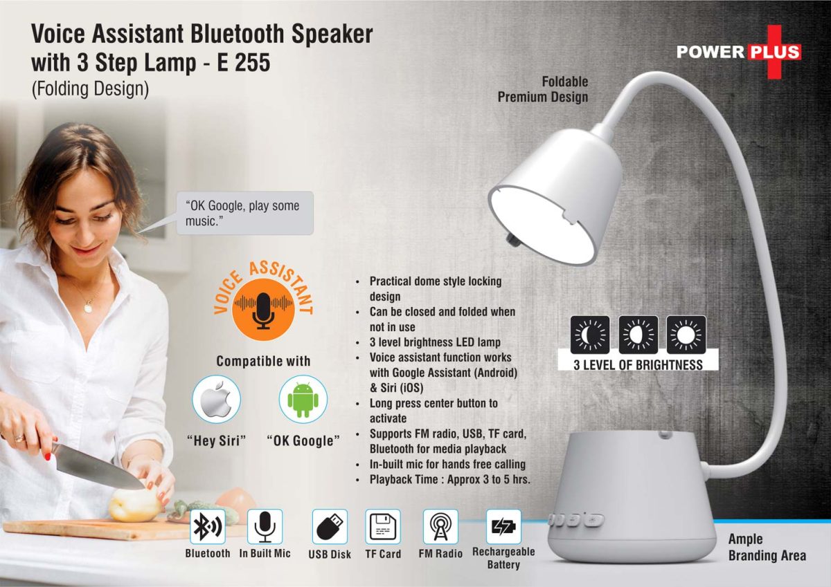 Voice Assistant Bluetooth speaker with 3 step lamp (folding design) - Image 2