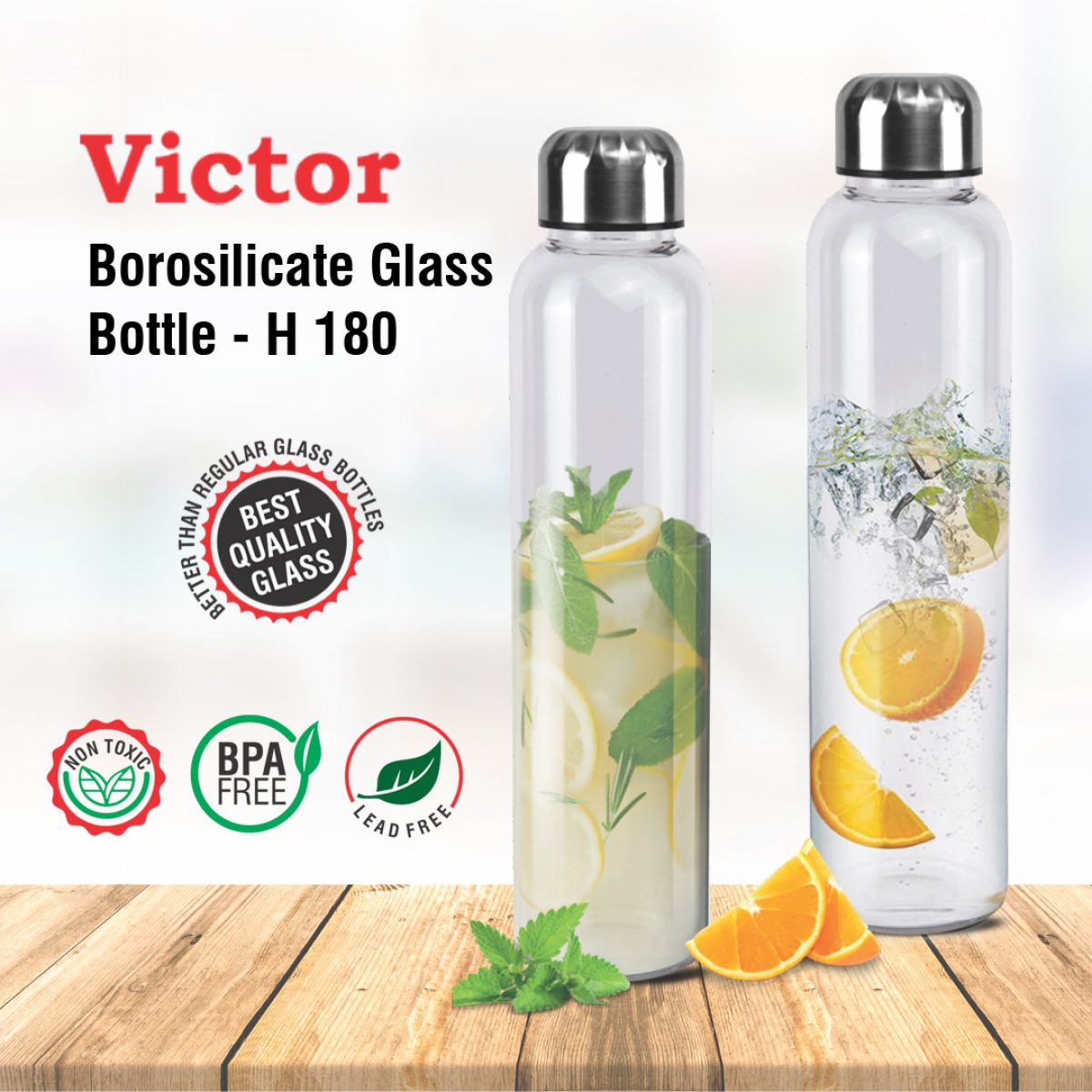 Victor: Borosilicate glass bottle (850 ml approx) - Image 3