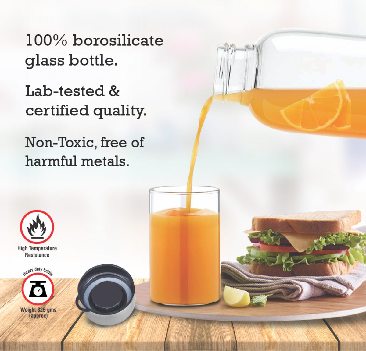Victor: Borosilicate glass bottle (850 ml approx) - Image 4