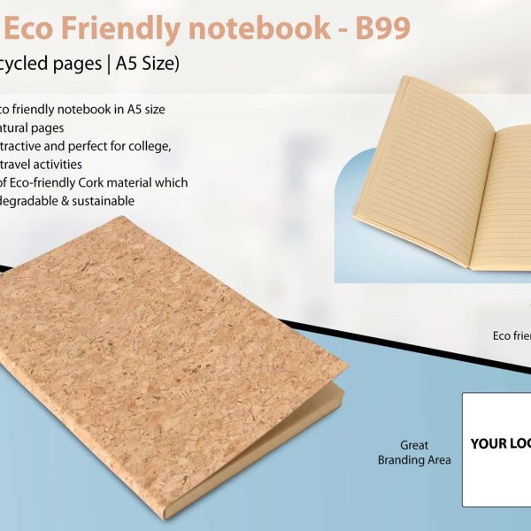 Cork Eco Friendly notebook with Recycled pages | A5 Size