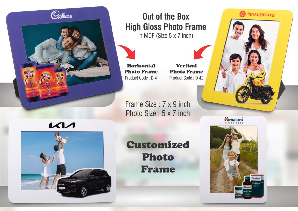 Out of the box High Gloss Photo Frame in MDF | With customized frame & insert | Photo size 5x7 inch | Vertical | MOQ 100 pcs - Image 1