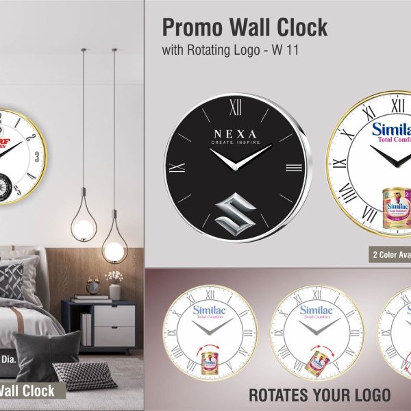 Promo Wall clock with Rotating Logo | Branding included MOQ 100pc