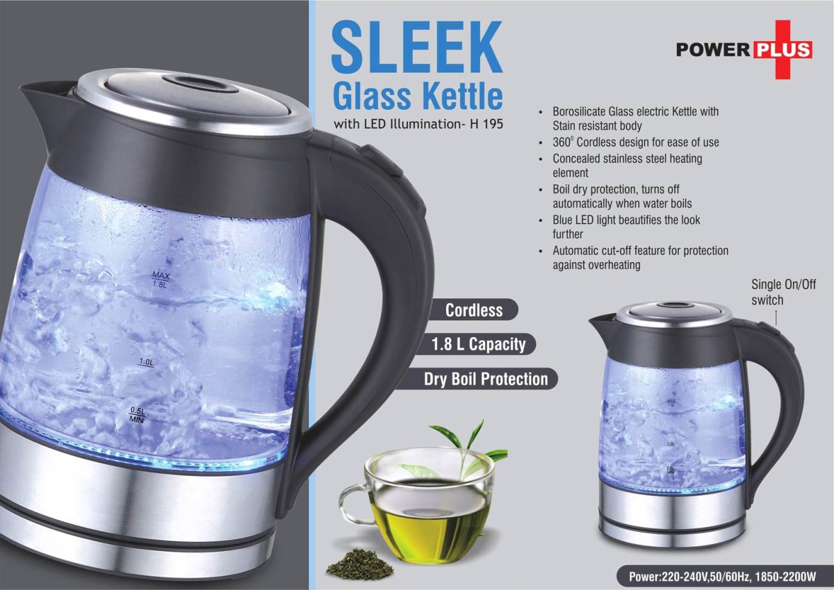 h195.jpg Sleek Glass kettle with LED illumination (1.8 L) - Image 1
