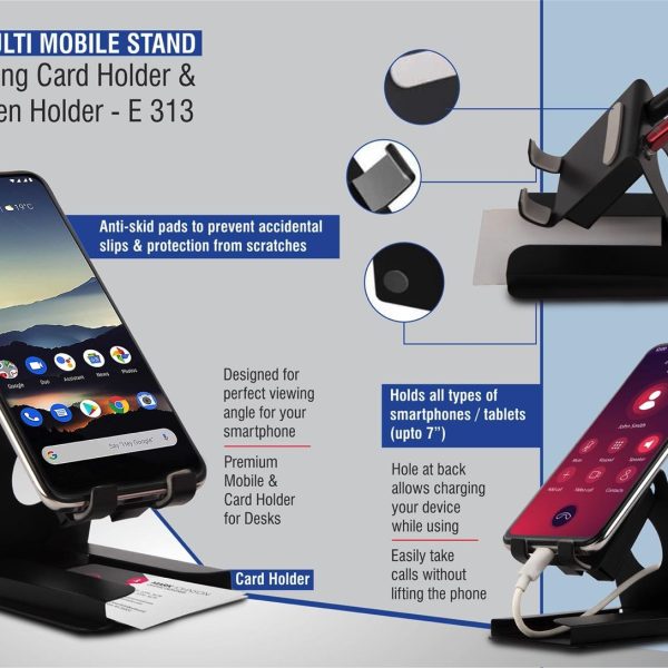 Metal multi mobile stand with Visiting card holder and double pen holder