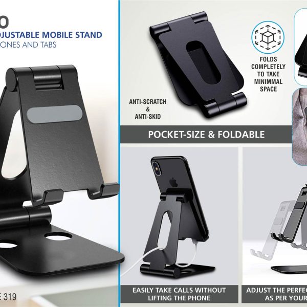Flexo: Folding Metal Mobile Stand for Smartphones and Tabs | Folds completely to take minimal space | 3 fold style with double angle adjustment