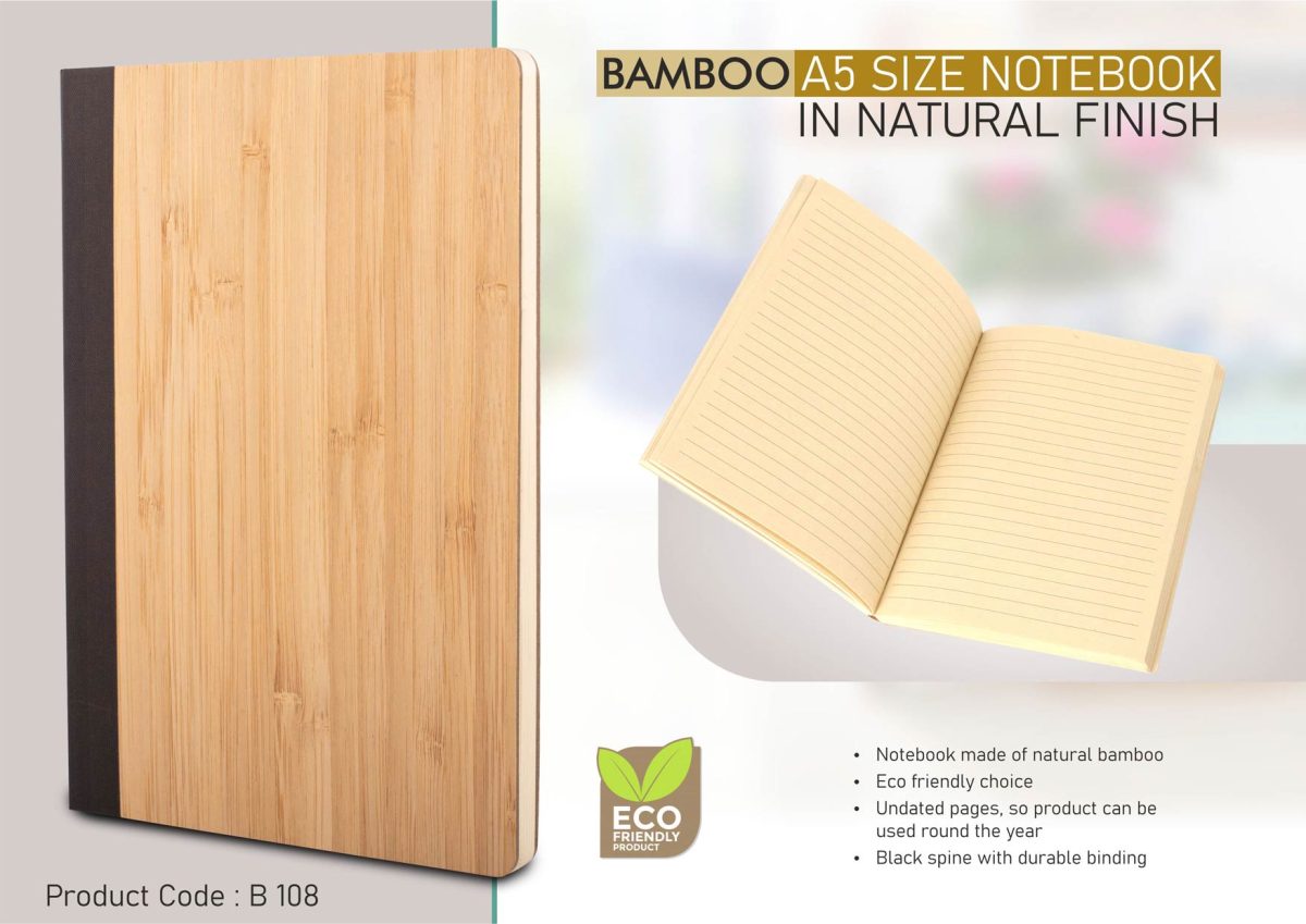 Bamboo A5 size notebook in natural finish | Undated pages - Image 1