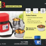 Power Plus Mega Steel Lunch Box- 3 Stainless steel containers with lifter