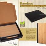 Bamboo Notebook with Bamboo pen | Gift set in Black box