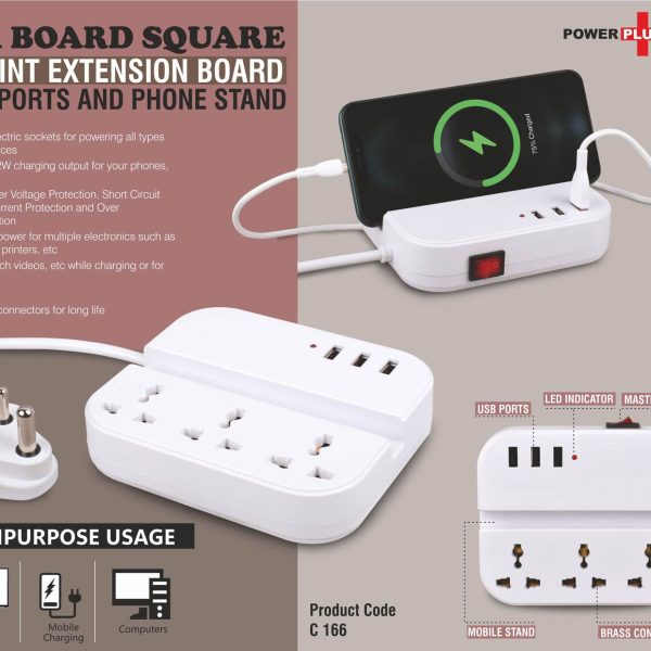 Power Board Square: Multi point extension board with USB ports and phone stand