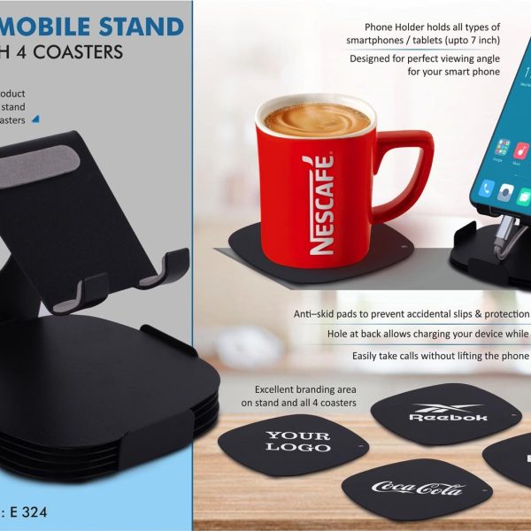 Metal mobile stand with 4 Coasters