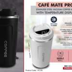 Cafe Mate Pro: Stainless Steel Vacuum coffee mug with Temperature Display | Premium Flip top locking cap | Capacity 510ml approx