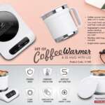 Set of Coffee warmer & SS Mug with Lid | Auto Cut off & Overheat Protection | 2 heat modes