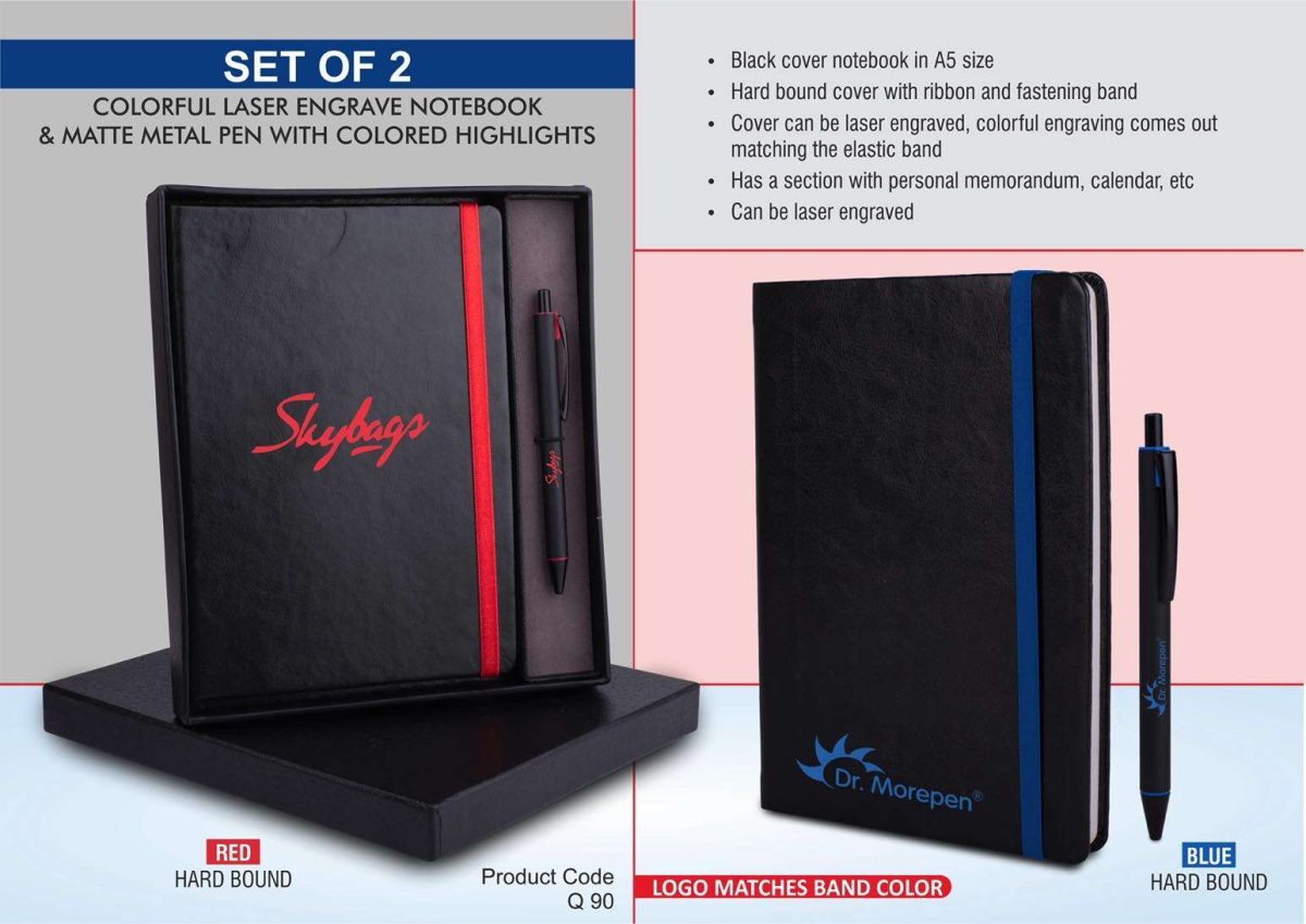 Laser Engrave Color Notebook with Metal Highlight pen Gift set in Premium box - Image 1