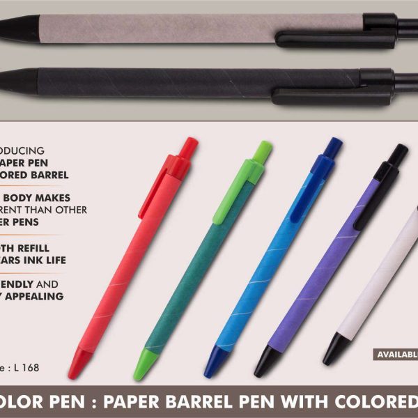 Eco color pen: Paper barrel pen with colored body