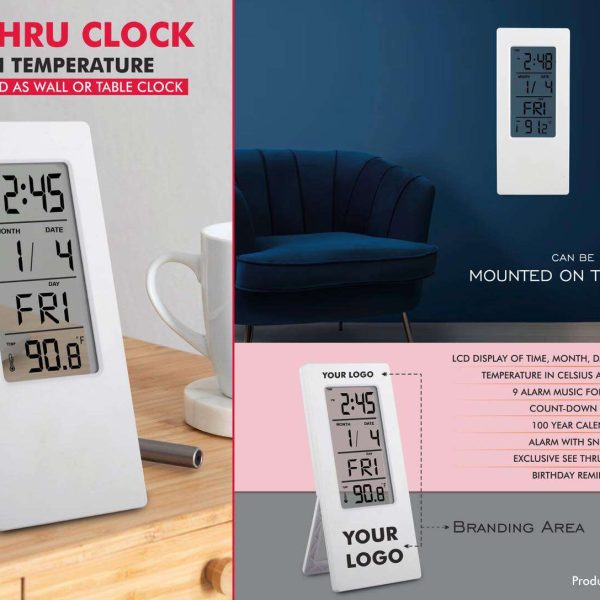 See Thru clock with temperature | Can be used as wall or table clock