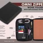 Omni Zippered Work folder with Notebook | Pockets for cards, phone, pen, cables, etc